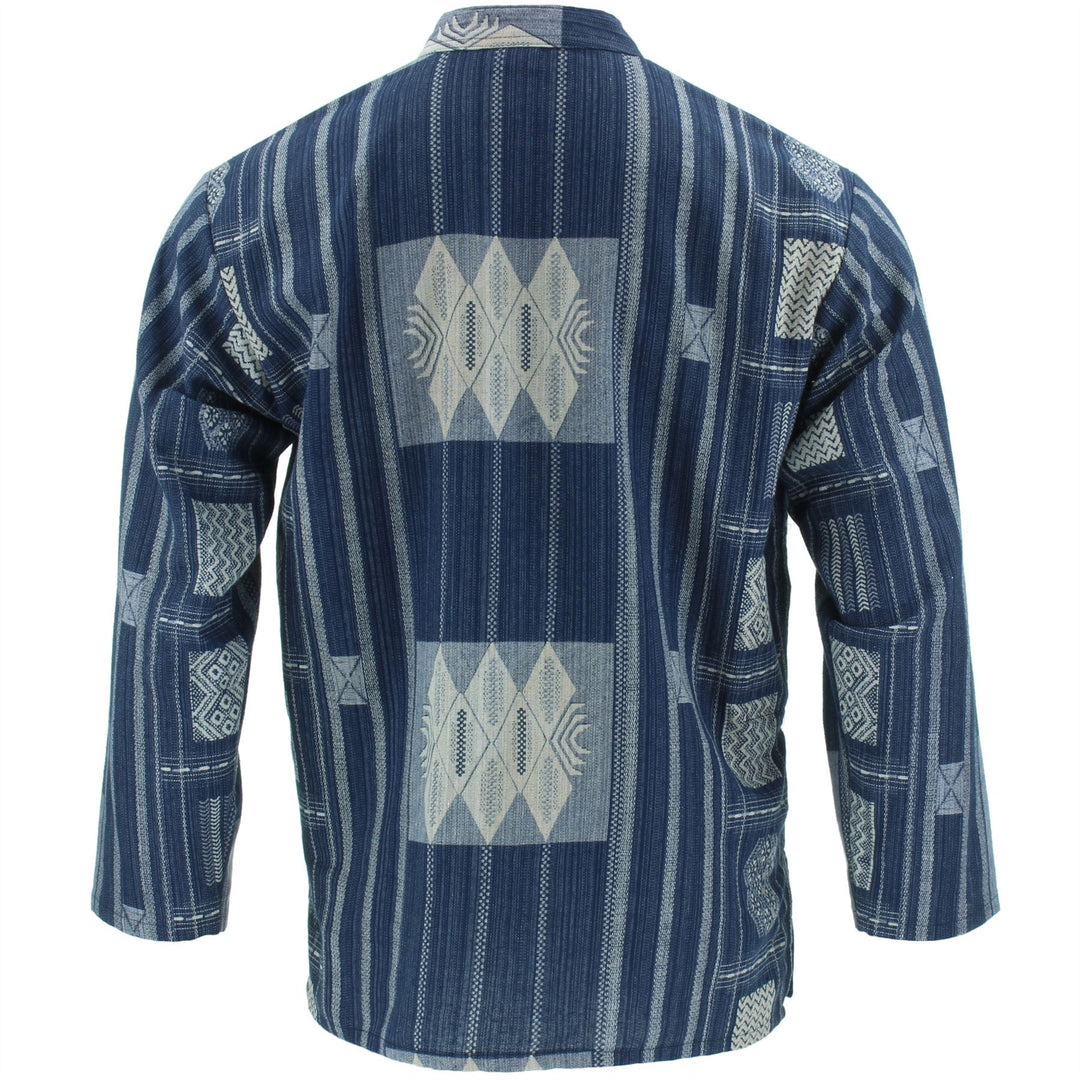 Heavy Cotton Naga Grandad Kurta Shirt - Navy
