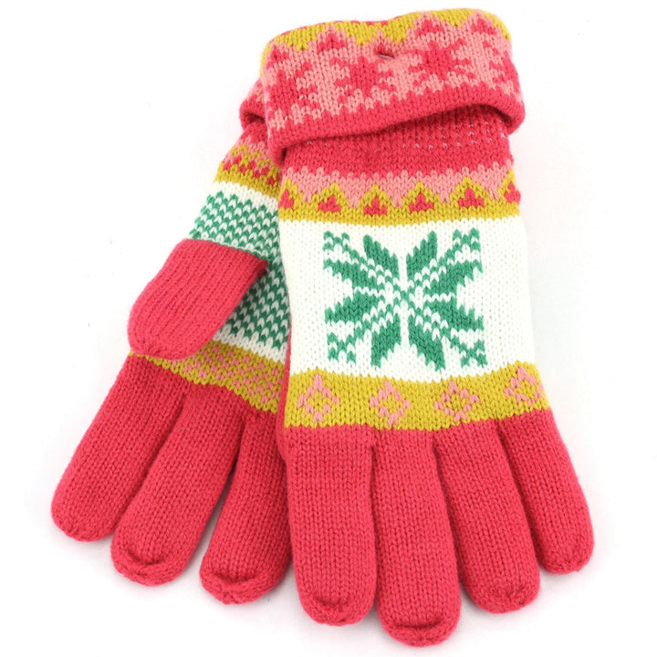 Departure Snowflake 2-Tone Gloves - Coral