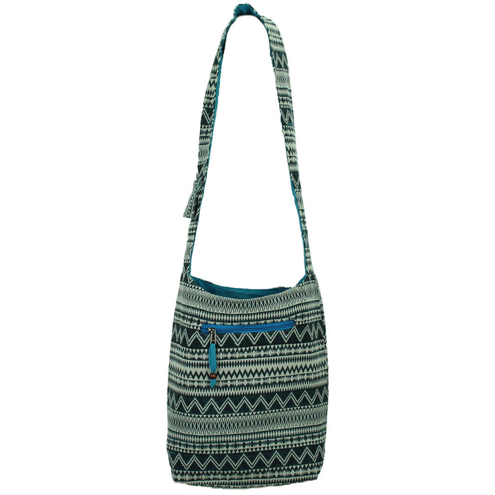 Cotton Canvas Sling Shoulder Bag - Turquoise