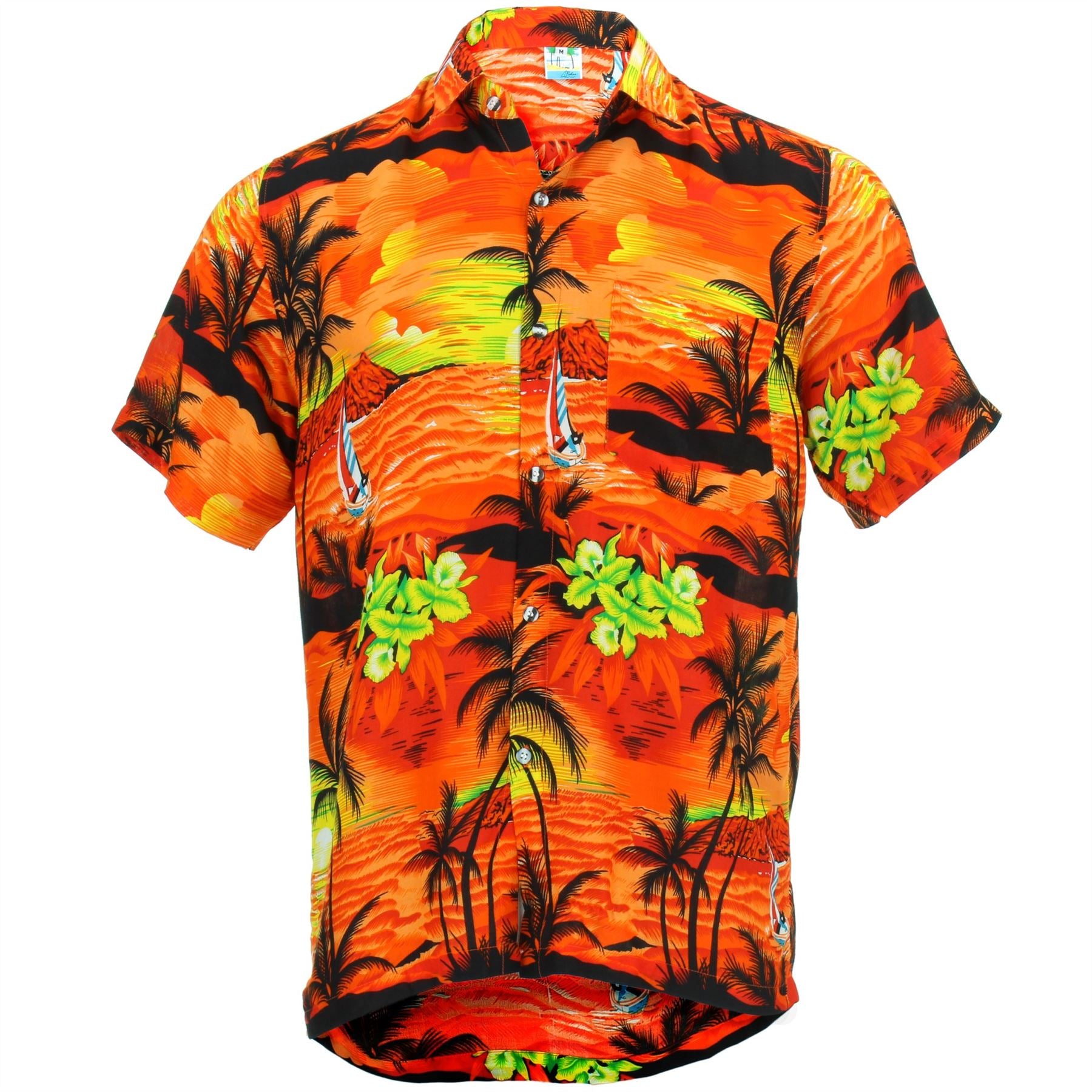 Short Sleeve Hawaiian Shirt - Palm Trees - Orange – LoudElephant