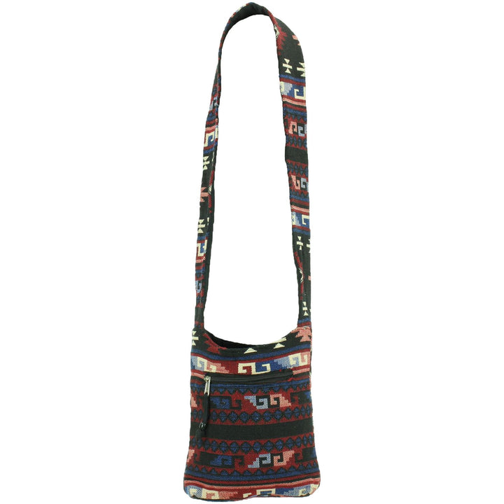 Cotton Canvas Sling Shoulder Bag - Aztec Dark Multi
