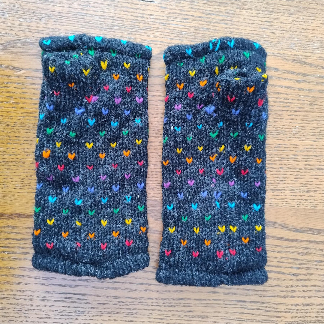 Wool Knit Fleece Lined  Wrist Warmers - Tik Tik Charcoal