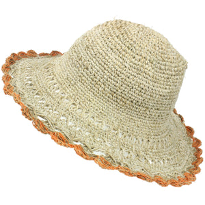 Chapeau de soleil en chanvre et coton - bord orange