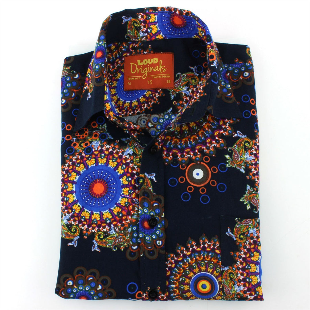 fractal dress shirt Fractal Cotton Shirt, Mens Dress Shirt, Long Sleeve Button Down, Gift for Man, Rave Mandelbrot Set, Fibonacci Curve, Tie Dye Tied Dyed Red