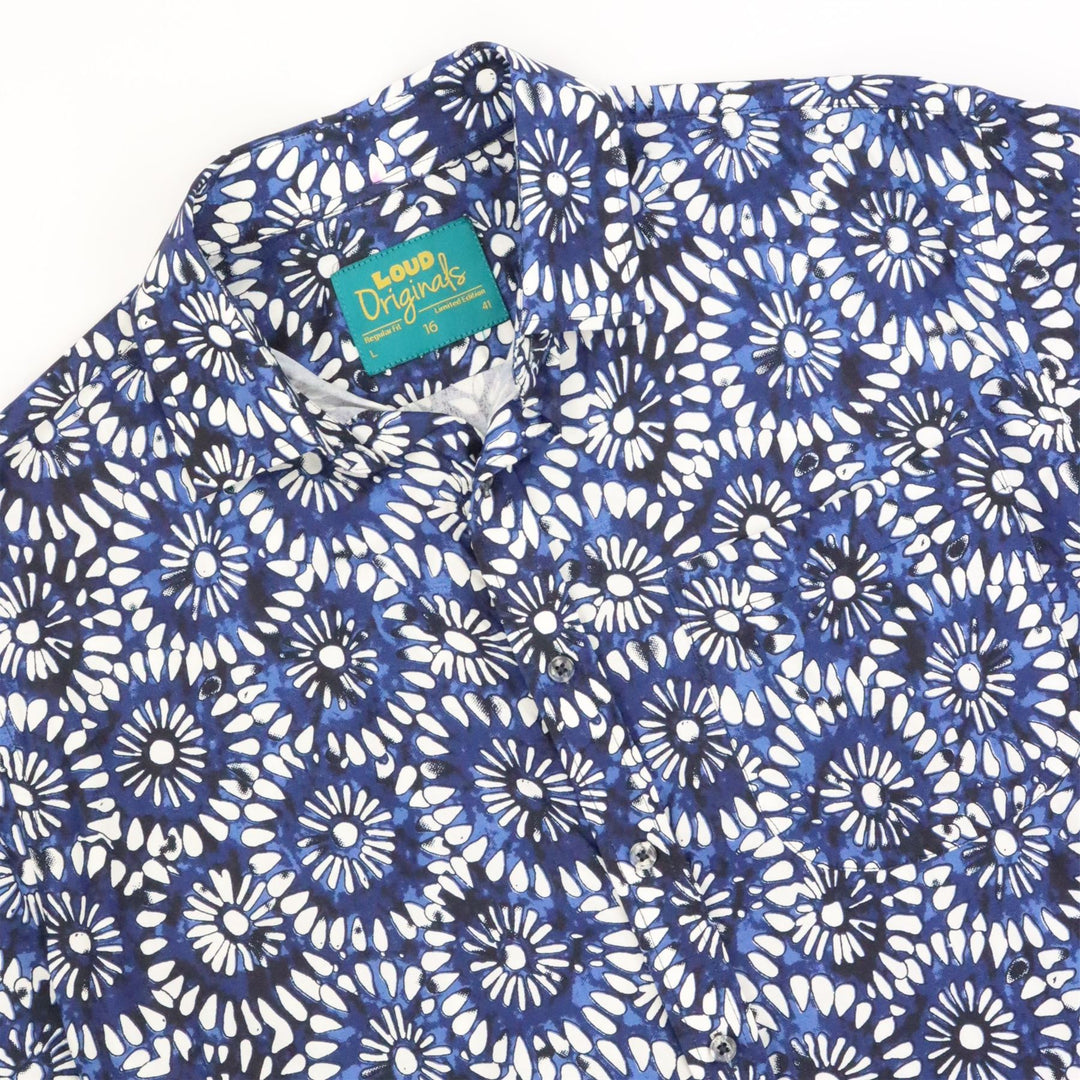 Regular Fit Short Sleeve Shirt - Indigo Shibori