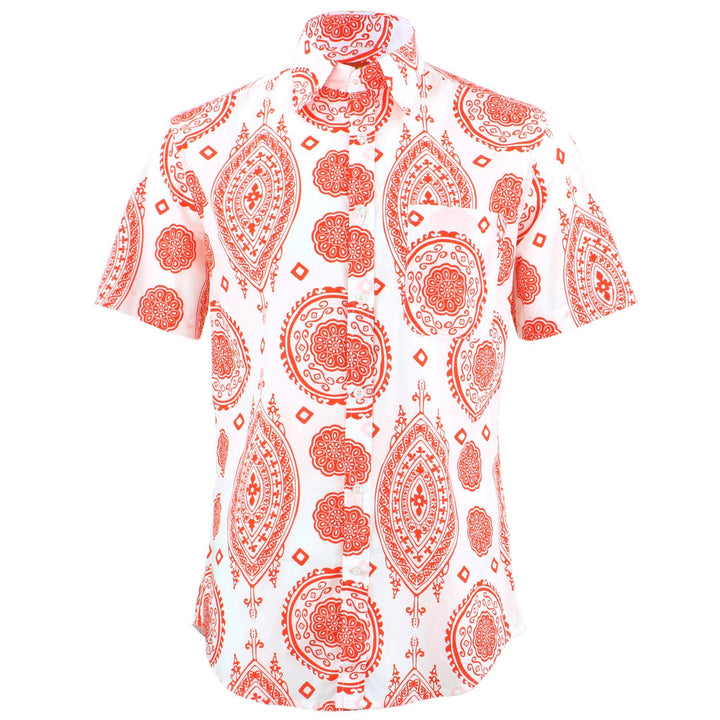 Tailored Fit Short Sleeve Shirt - Mandala Style Indian Print