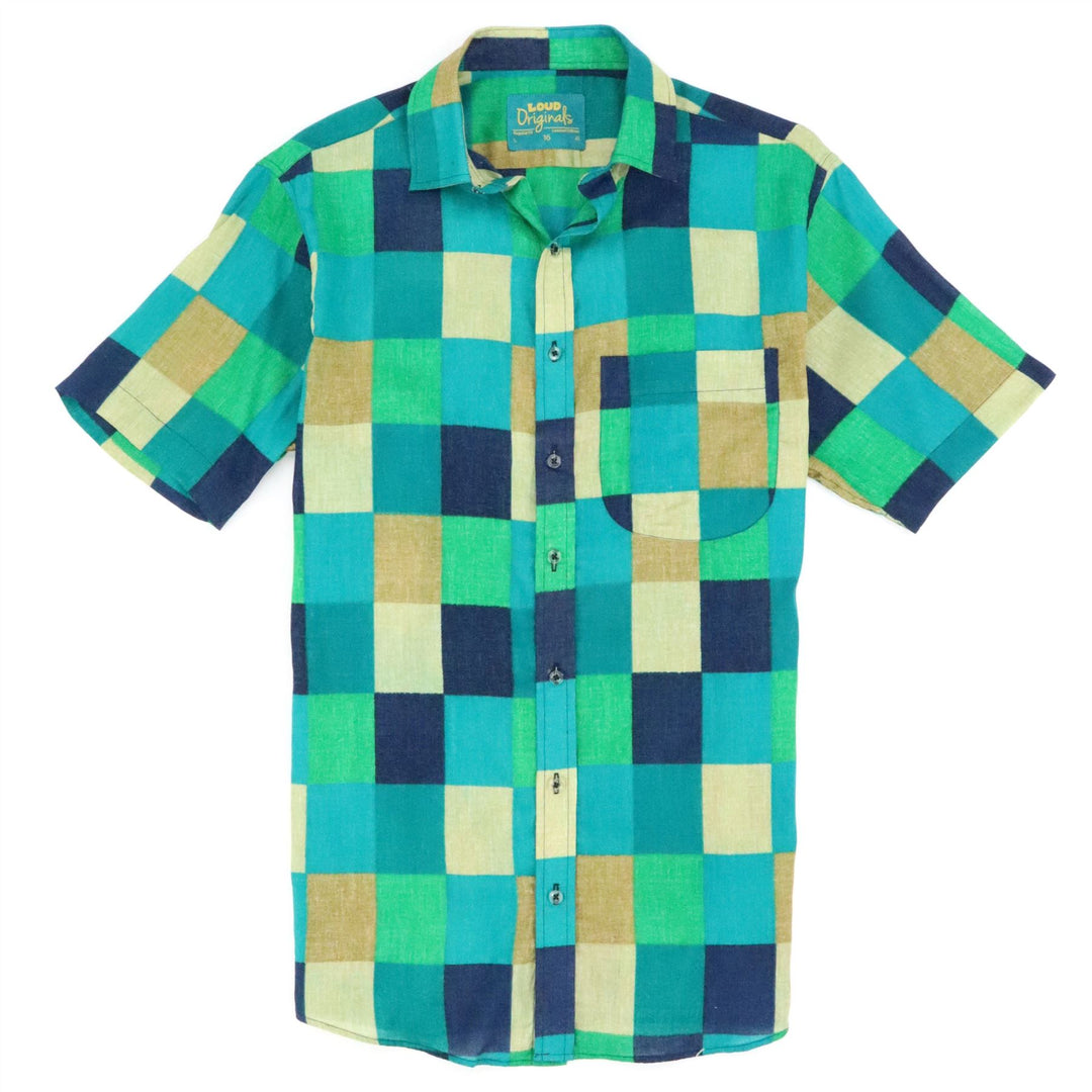 Regular Fit Short Sleeve Shirt - Teal Check