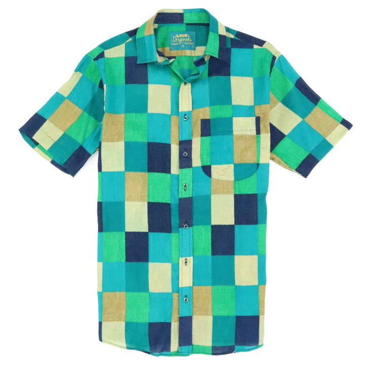Regular Fit Short Sleeve Shirt - Teal Check