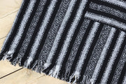 Brushed Cotton Long Hooded Poncho - Black White