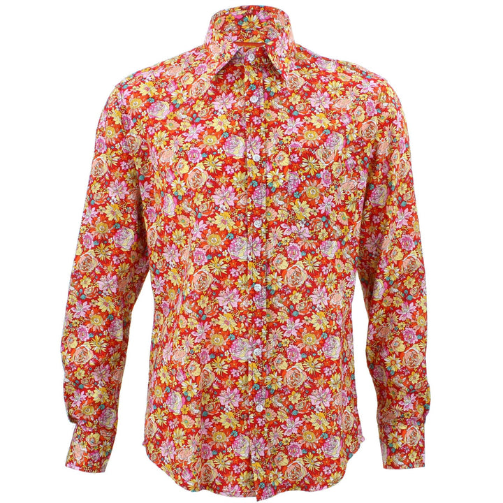 Tailored Fit Long Sleeve Shirt - Red Floral