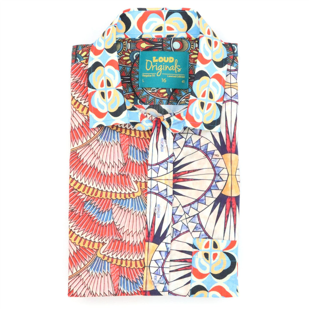 Regular Fit Short Sleeve Shirt - Geo Random Mixed Panel