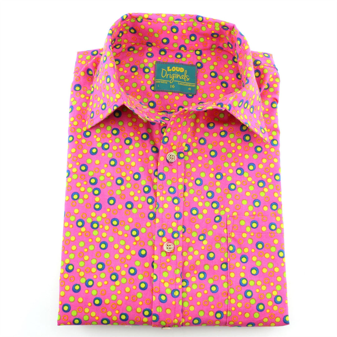 Tailored Fit Short Sleeve Shirt - Dotty Pink