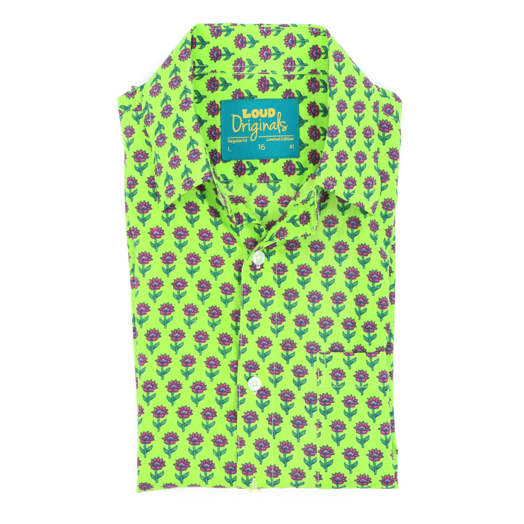 Regular Fit Short Sleeve Shirt - Neon Bloom