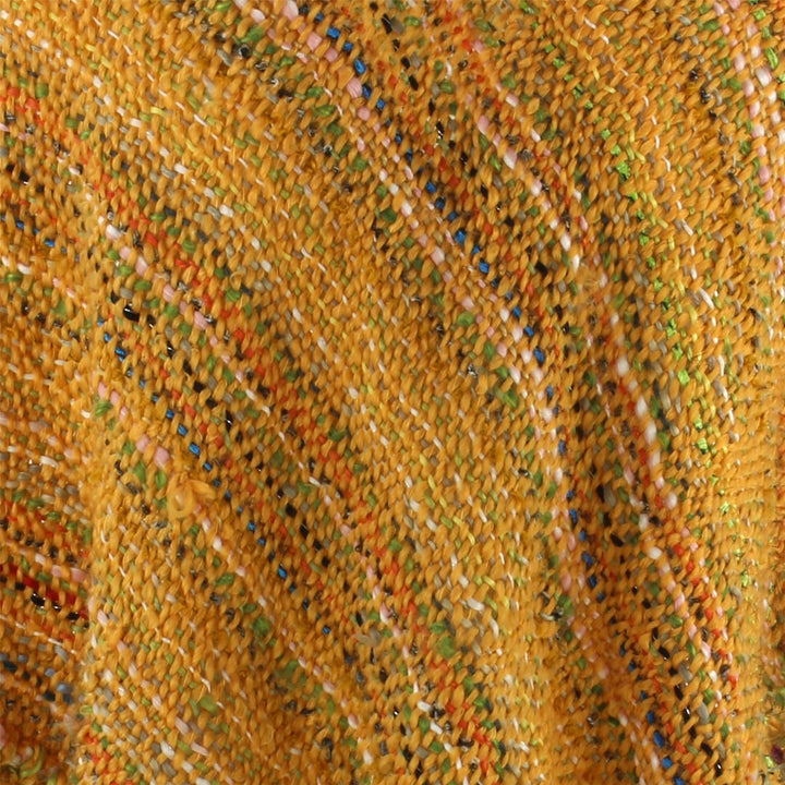 Stripe Crochet Poncho Long - Yellow