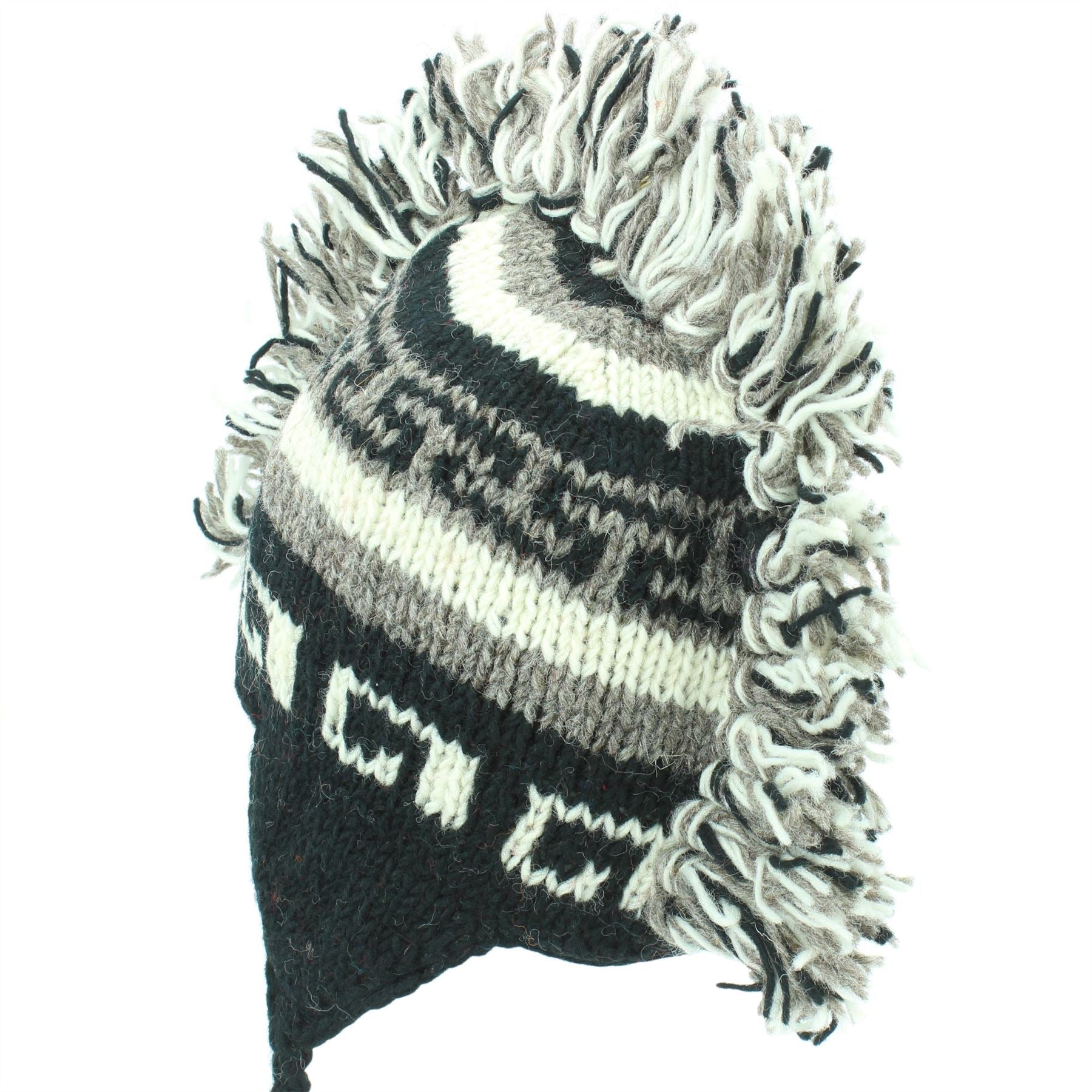Wool Knit 'Punk' Mohawk Earflap Beanie Hat - Greys – LoudElephant