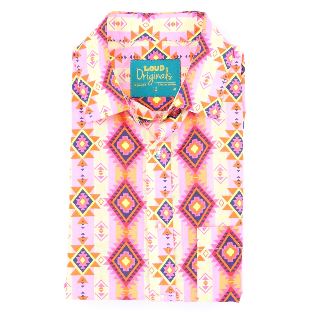 Regular Fit Short Sleeve Shirt - Neon Navajo