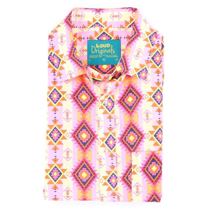 Regular Fit Short Sleeve Shirt - Neon Navajo