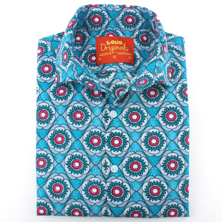 Tailored Fit Short Sleeve Shirt - Floral Wave