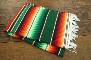 Handgewebter mexikanischer Serape, groß, 200 cm x 147 cm – Grün