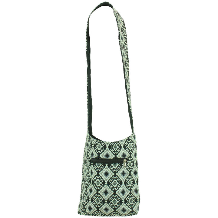 Cotton Canvas Sling Shoulder Bag - Aztec Grey Black