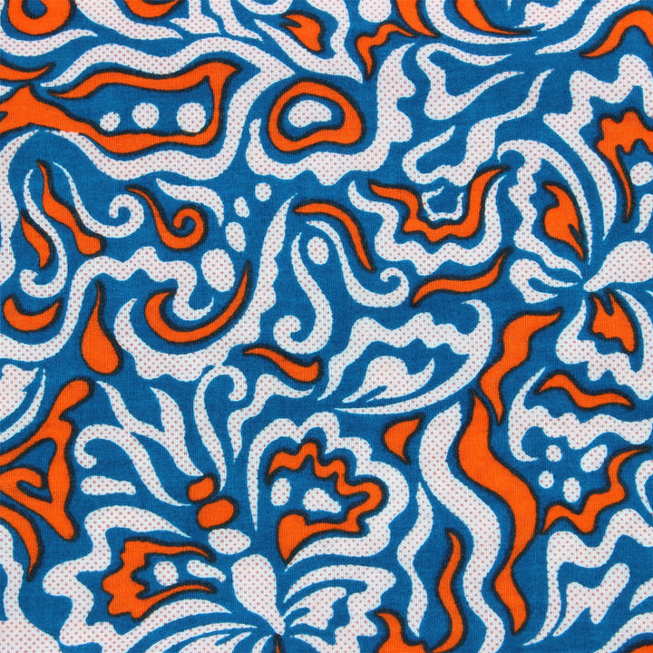 Tailored Fit Long Sleeve Shirt - Blue & Orange Abstract