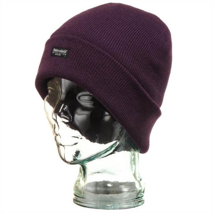Fine Knit Beanie Hat - Purple