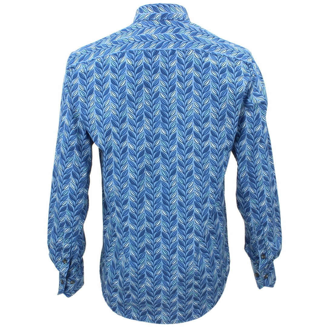 Tailored Fit Long Sleeve Shirt - Blue Leaves