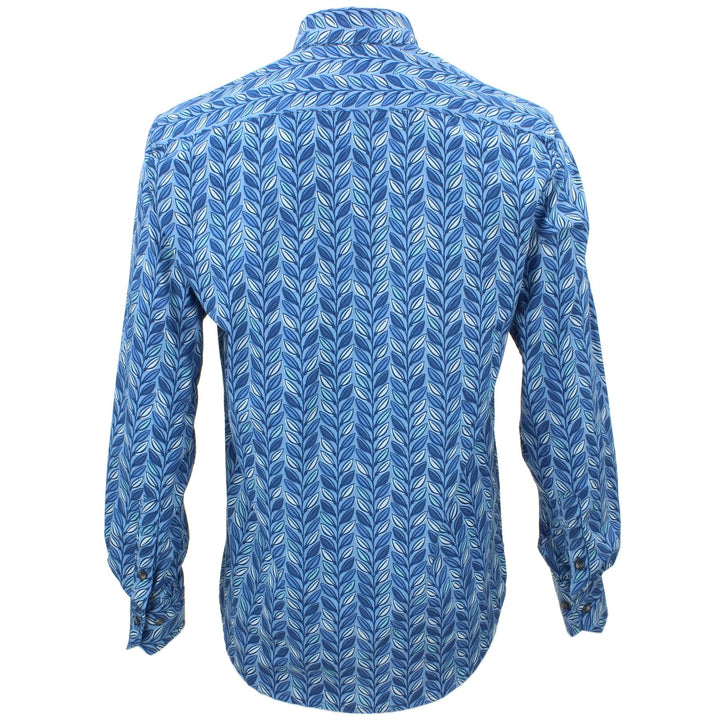 Tailored Fit Long Sleeve Shirt - Blue Leaves