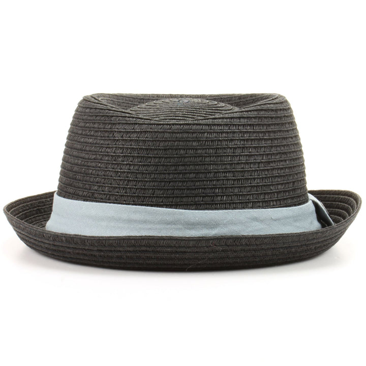 Straw Paper Pork Pie Hat - Black