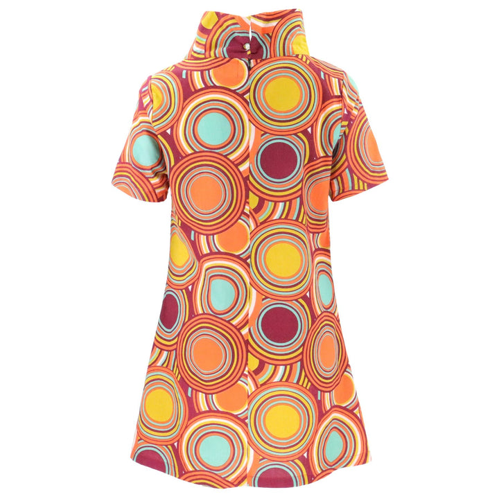 Sixties Shift Dress - Retro Circle Orange Mustard