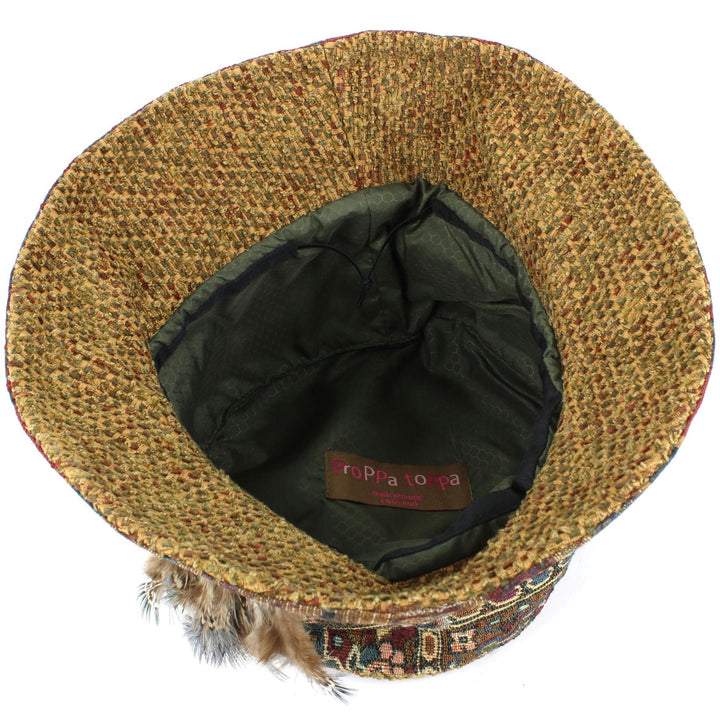 Ladies Mixed Fabric Cloche Hat with Textured Crown