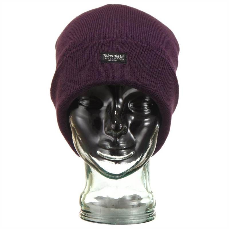 Fine Knit Beanie Hat - Purple