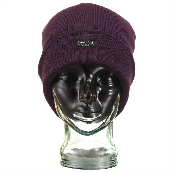 Fine Knit Beanie Hat - Purple