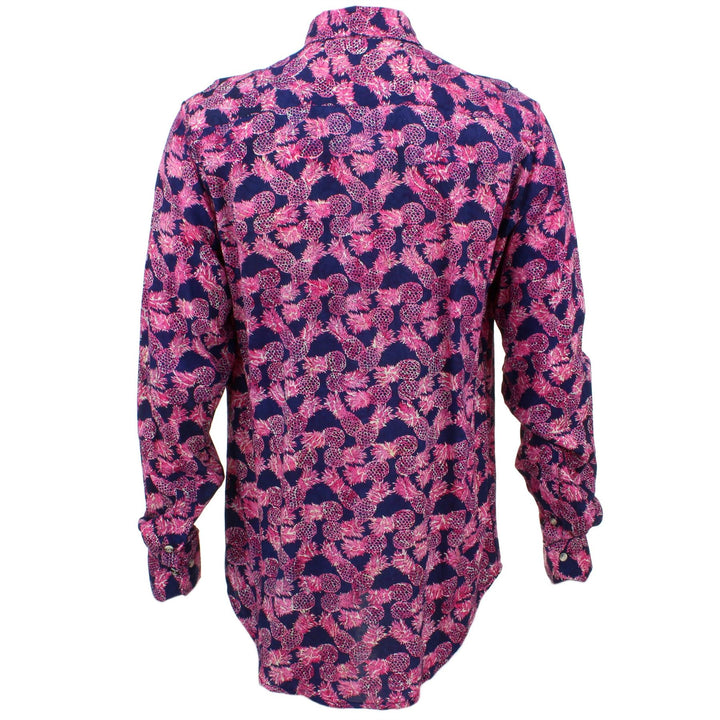 Tailored Fit Long Sleeve Shirt - Pink Pineapples on Purple