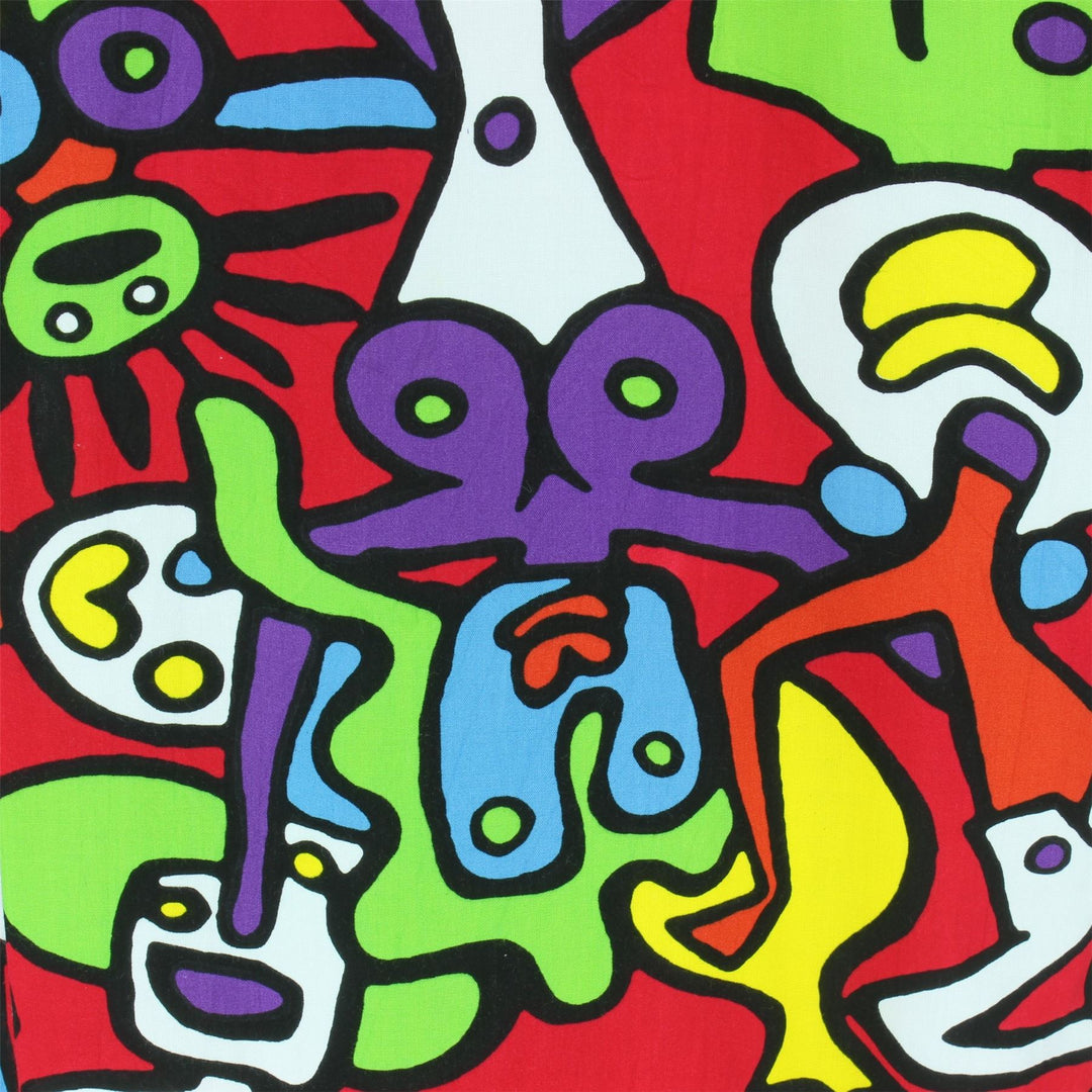 Slim Fit Short Sleeve Rayon Shirt - Tiffy Print - Red