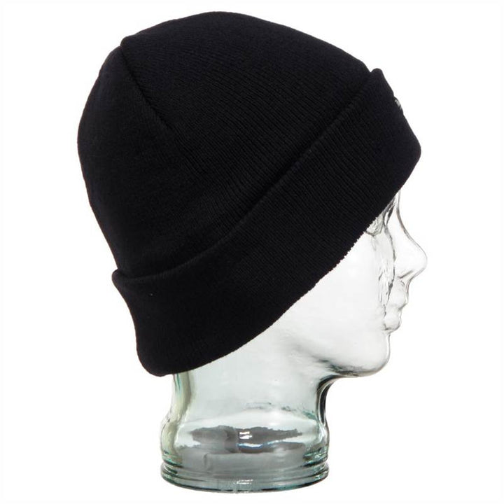 Fine Knit Beanie Hat - Black