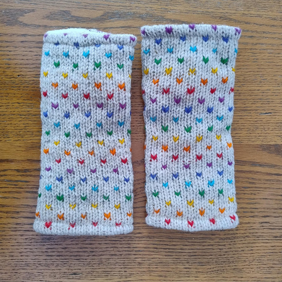 Wool Knit Fleece Lined  Wrist Warmers - Tik Tik Grey