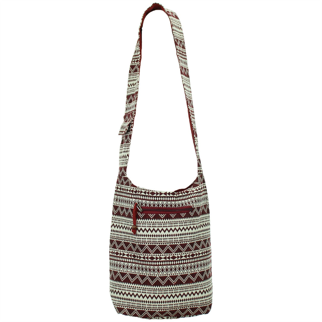 Cotton Canvas Sling Shoulder Bag - Red