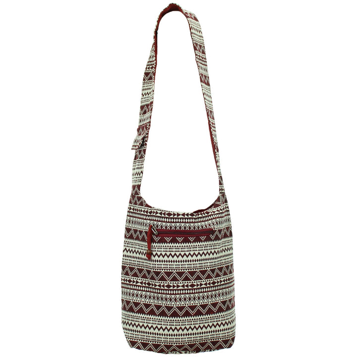Cotton Canvas Sling Shoulder Bag - Red