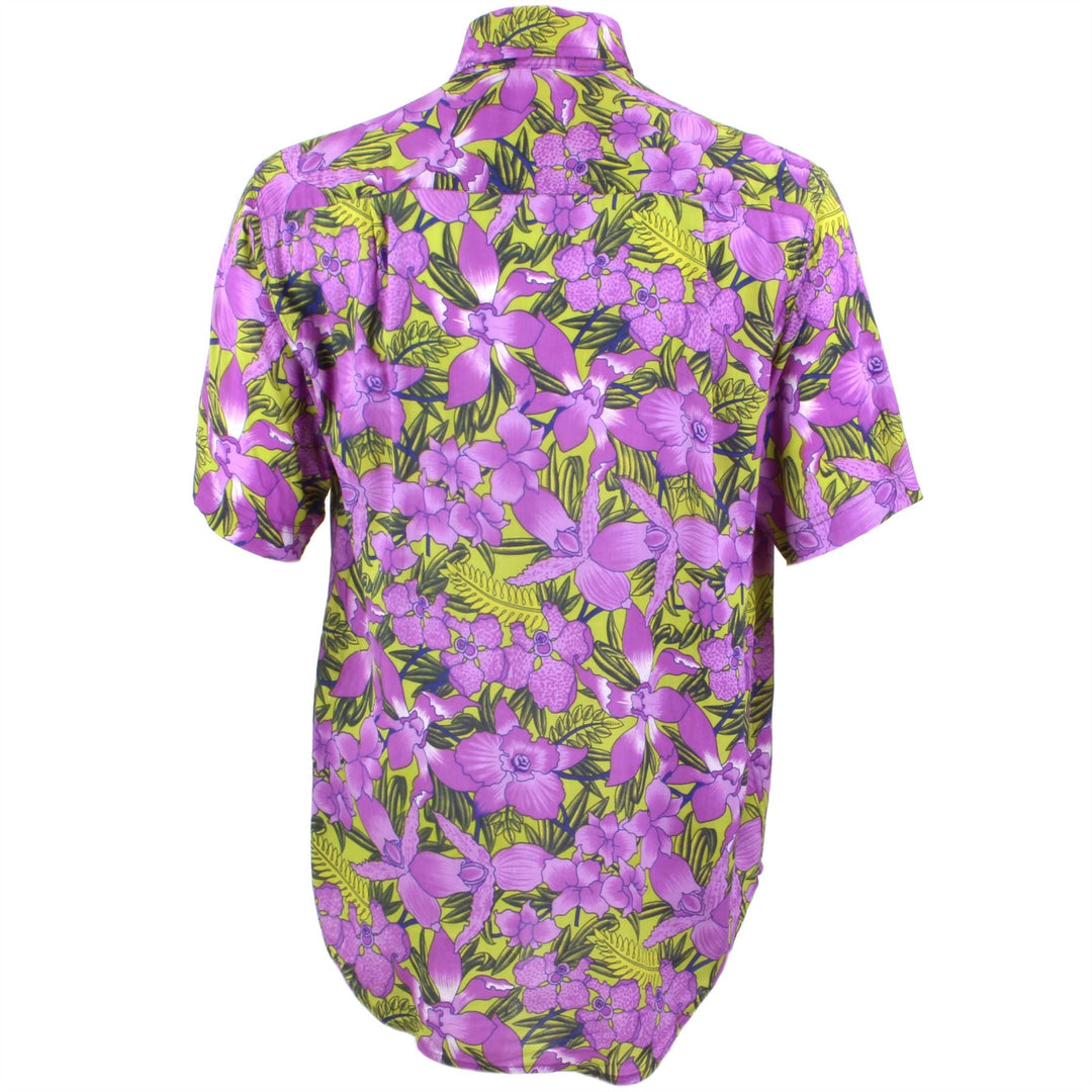 Regular Fit Short Sleeve Shirt - Purple & Green Floral
