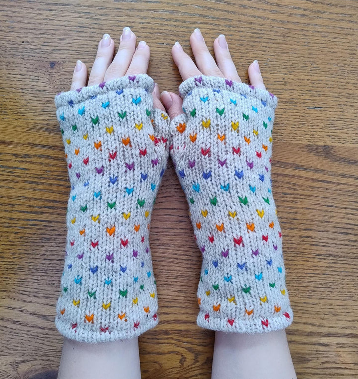 Wool Knit Fleece Lined  Wrist Warmers - Tik Tik Grey