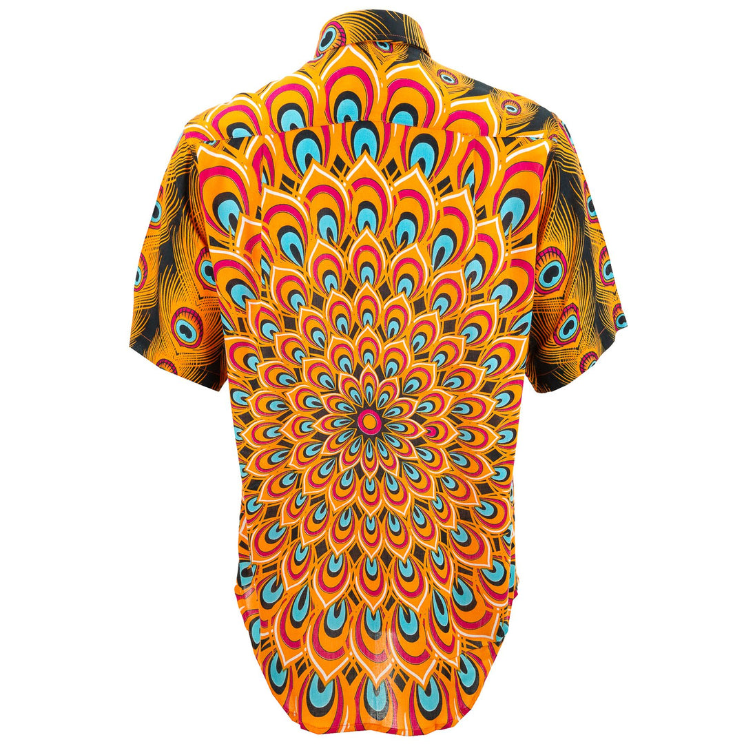 Regular Fit Short Sleeve Shirt - Peacock Mandala - Orange Blue