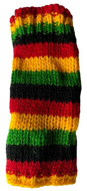 Wool Knit Fleece Lined  Wrist Warmers - Rasta