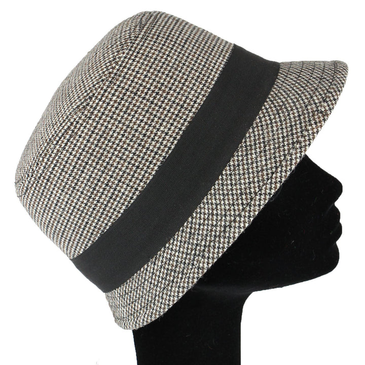 Tweed cloche hat with chunky band - Beige