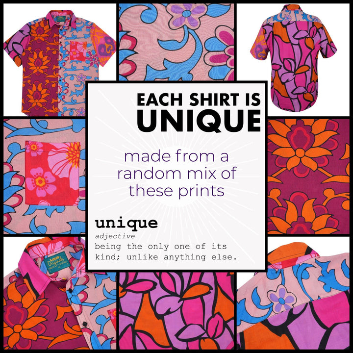 Regular Fit Short Sleeve Shirt - Random Mixed Panel Bold Floral