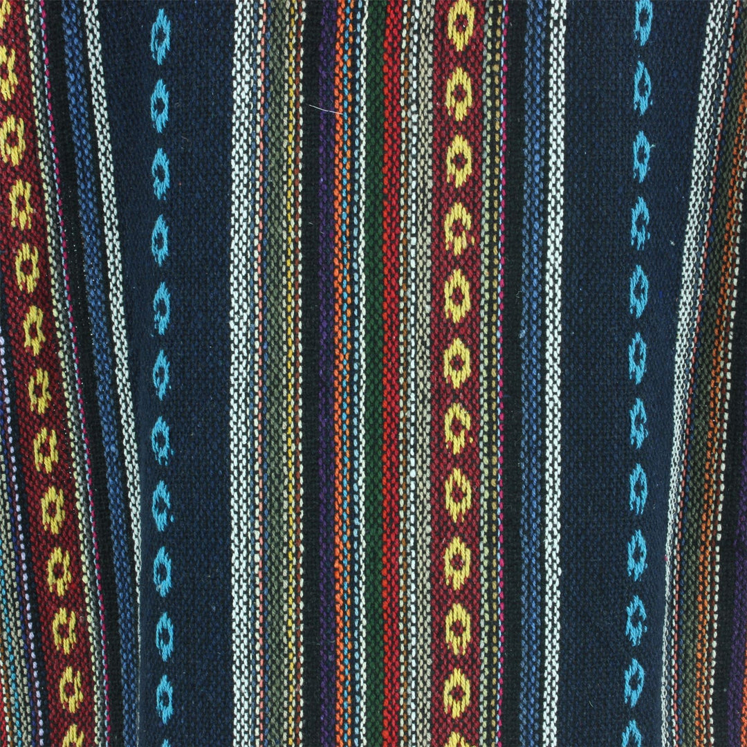 Woven Cotton Baja Hoodie - Navy, Red & Orange