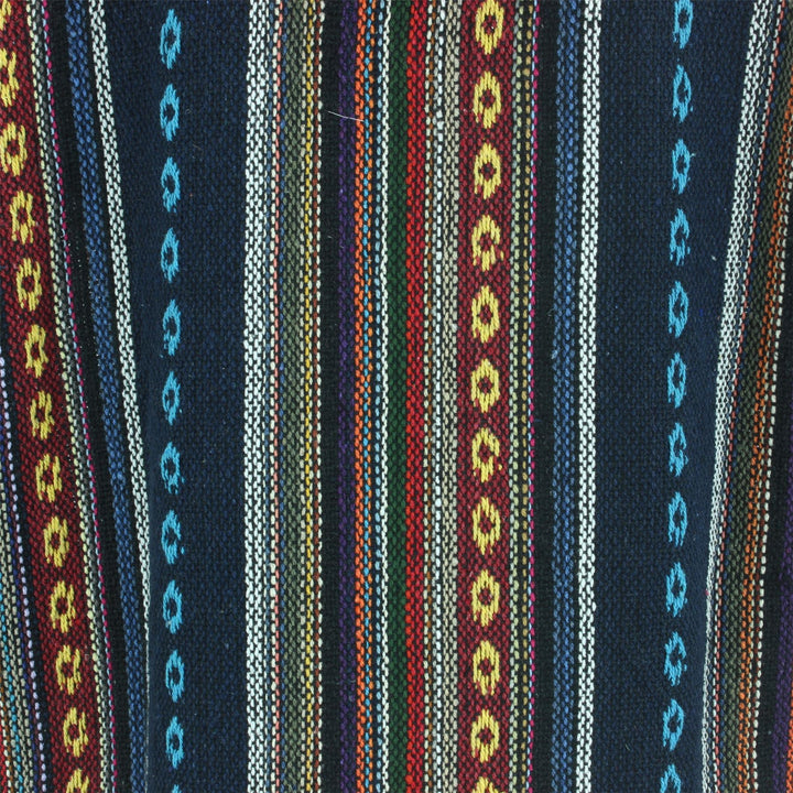 Woven Cotton Baja Hoodie - Navy, Red & Orange