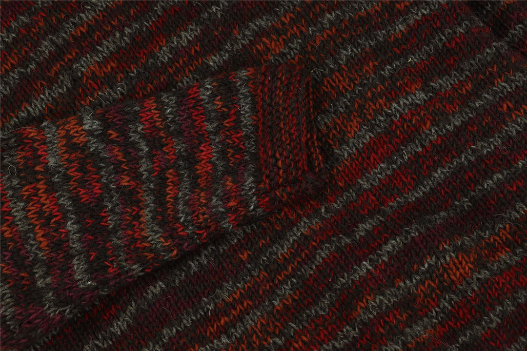 Hand Knitted Wool Space Dye Jumper - Red Grey Mix
