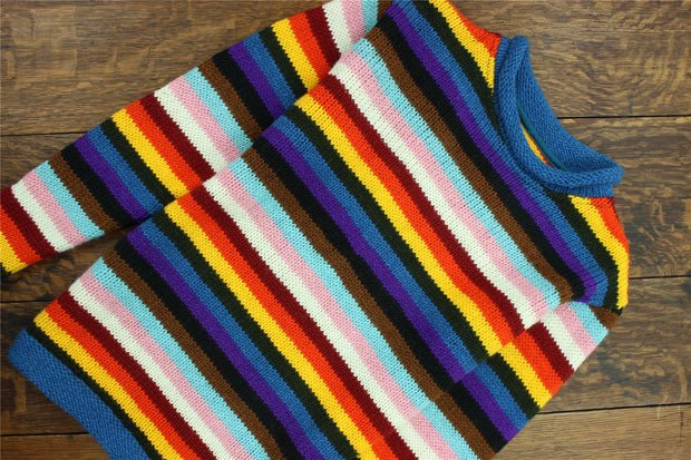 Hand Knitted Wool Jumper - Stripe Progress Rainbow