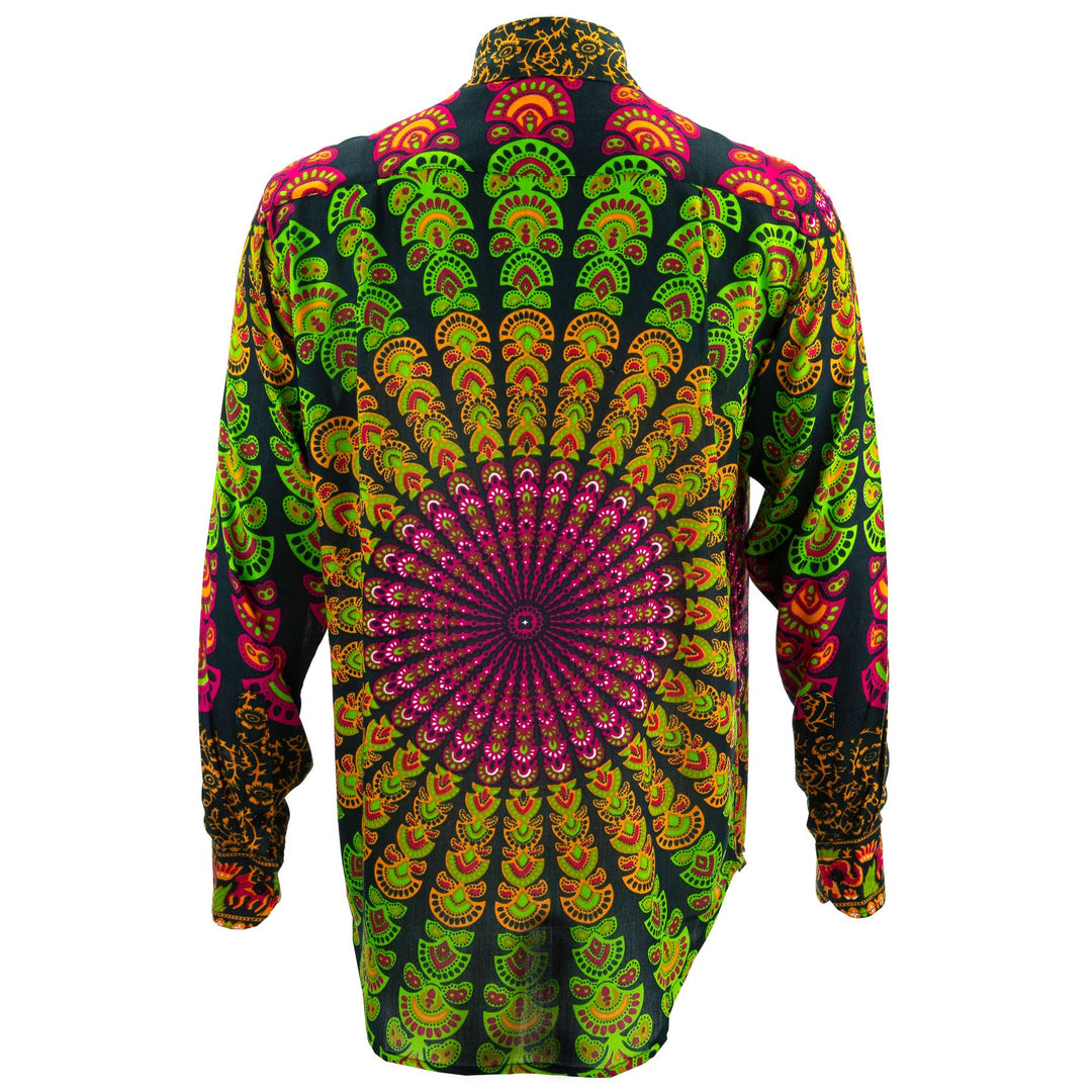 Regular Fit Long Sleeve Shirt - Mandala - Black Green